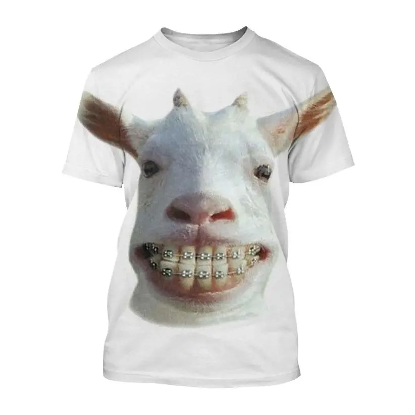 unisex 2022 Summer  Funny Animal Goat 3d Printing T-shirt For Men Casual Round Neck Short-sleeved Street Style Tshirts Top Tee