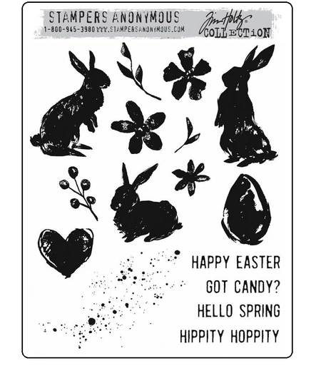 

Rabbit Flower Cling Mounted Rubber Stamp Set - Spring Shadows February 2023 Release Craft Embossing Make Paper Greeting Card