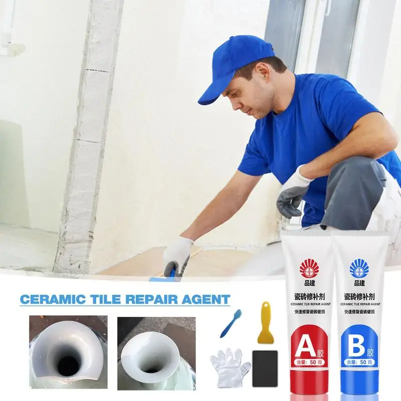 

100g Tile Repair Agent Glazed Strong Adhesive Marble Floor Tile Gap Quick Drying Glue Ceramic Repair Washbasin Glue Crack Repair