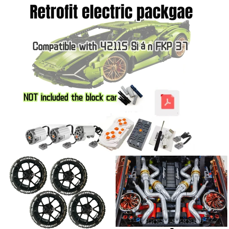 Запасной двигатель для дистанционного управления, детали для мотора с дистанционным управлением, совместимы с конструкторами LEGO 42115 Lamborghinii Sian FKP37