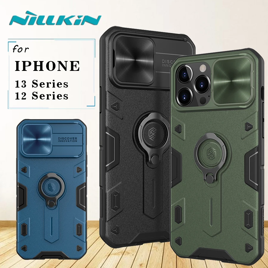 

Чехол Nillkin Camshield для IPhone 12 13 mini Pro Max, чехол ArmorPro с кольцом-подставкой и держателем для камеры, защитная задняя крышка