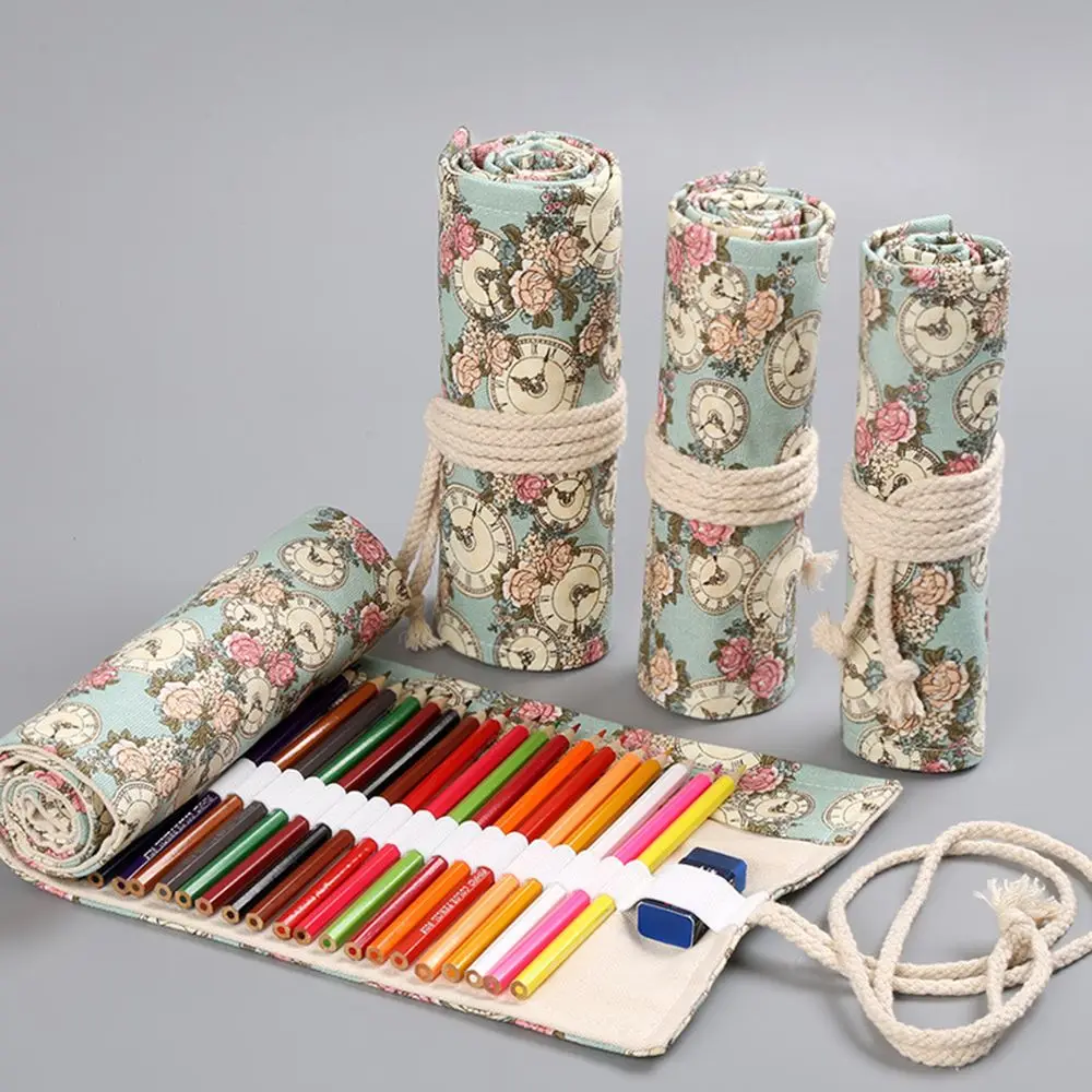 

12/24/36/48/72 Hole Stationery Box Pencil Bag Stationery Cosmetic Pencil Storage Antique Aesthetics Cloth Pencil Case