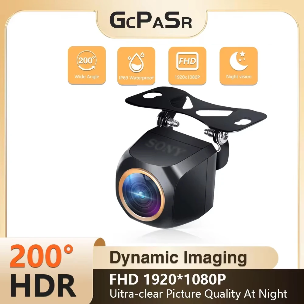 

GcPaSr для AHD 1920x1080P автомобильная камера заднего вида 200 ° Передняя камера заднего вида с золотым объективом «рыбий глаз» Full HD ночного видения