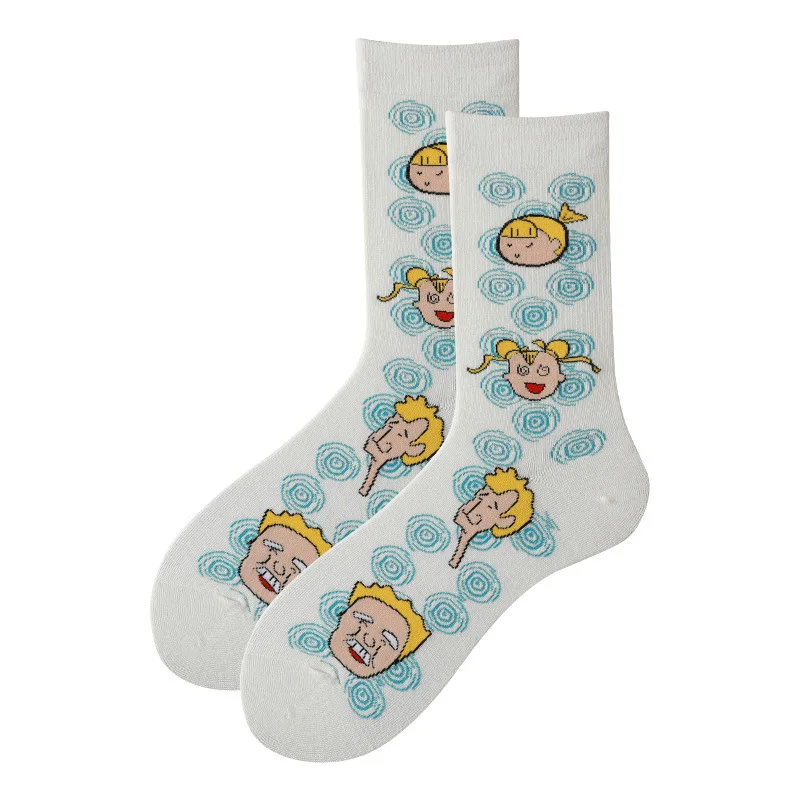 Cartoon Anime Funny Socks Men Hip Hop Print Novelty Crazy Hip Hop Unisex Comfortable Skateboard Happy Socks