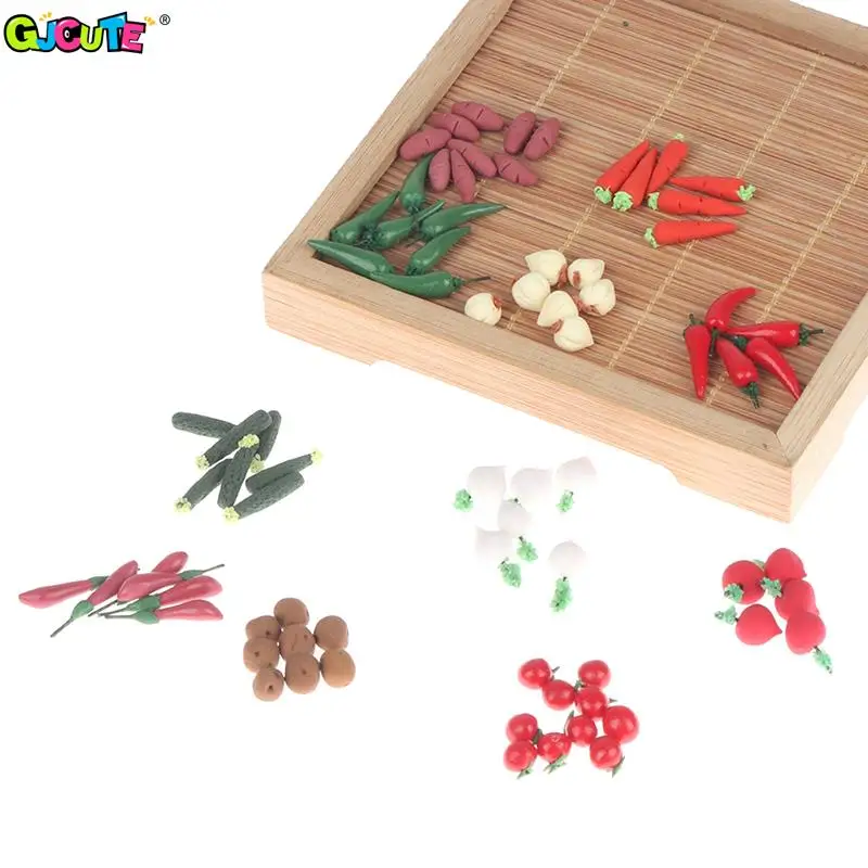 

10pcs 1/12 Scale Dollhouse Miniature Fruit Vegetables Model Kids Pretend Play Food Toys Kitchen Accessories Mini Play House Toy
