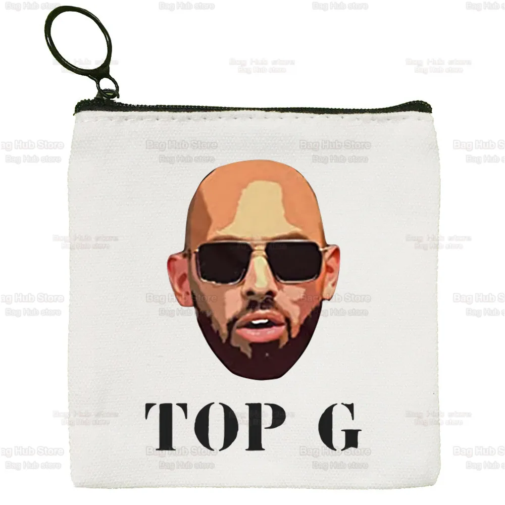 Andrew Tate Cute Mini Coin Purse Canvas Student Wallet Coin Case Zipper Hand Female Key Case