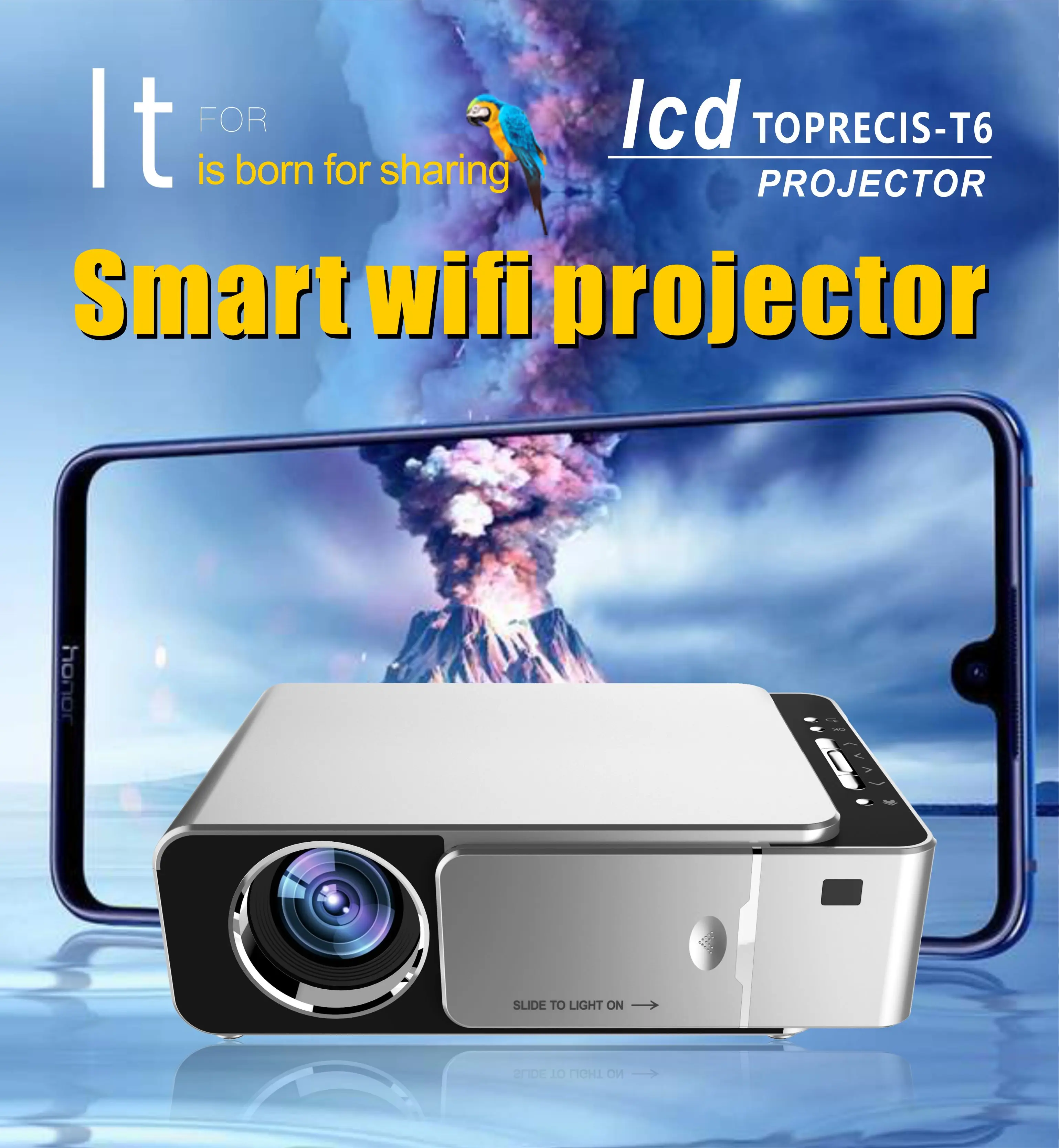 Светодиодный мини-проектор T6 4K 3D Full HD для телефона поддержка ТВ-приставки