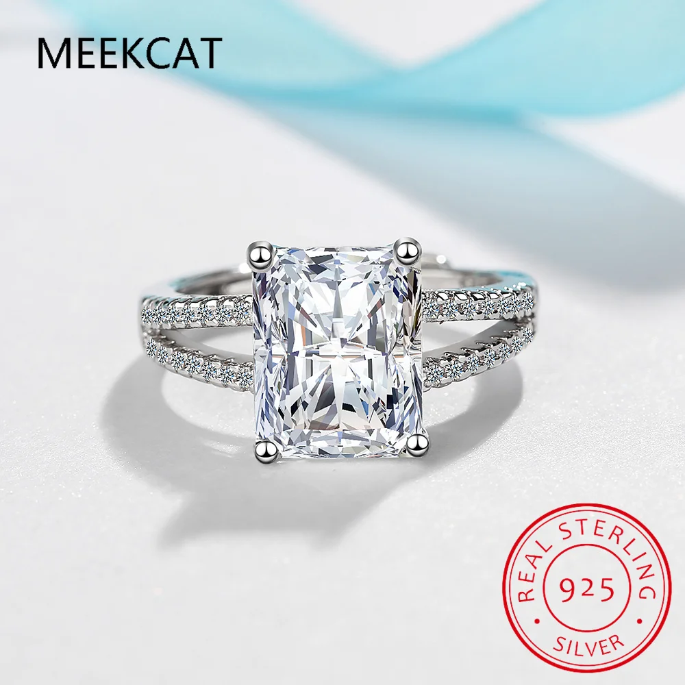 

Radiant Cut 3ct Full Moissante Wedding Rings for Women Lab Grown Diamond Promise Band Plated Platinum Marriage Rings