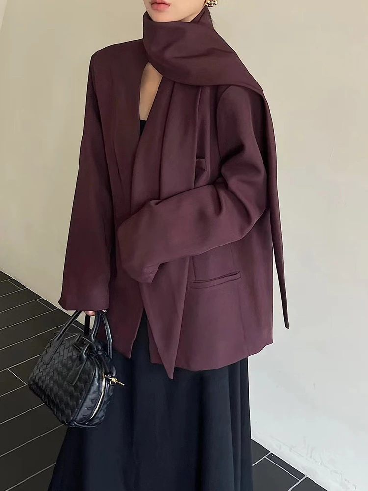 TWOTWINSTYLE однотонный лоскутный шарф уличная одежда блейзер для женщин с v-образным