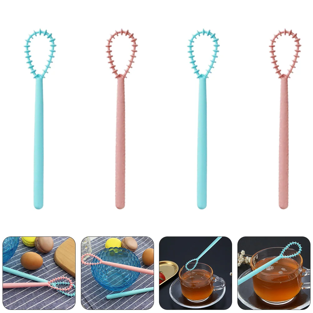 

4Pcs Manual Honey Stirrers Egg Beater Whisks Plastic Egg Mixer Powder Whisks