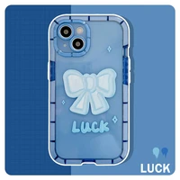 fresh blue luck bowknot phone love bracelet case cover for iphone 11 12 13 pro x xr xs max shockproof case for iphone 13 cases
