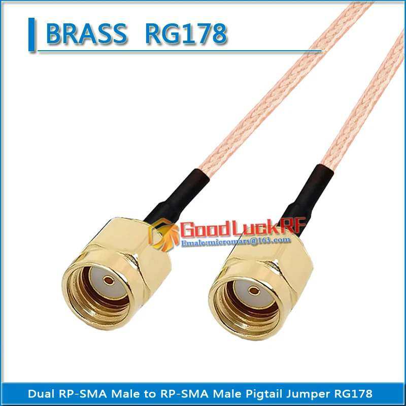 

Dual RP-SMA RPSMA RP SMA Male to RP-SMA RP SMA Male Plug Coaxial Pigtail Jumper RG178 extend Cable Gold Plated Low Loss