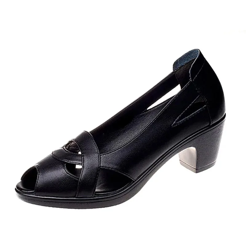 Женские босоножки с открытым носком сандалии на высоком каблуке топ-сайдеры