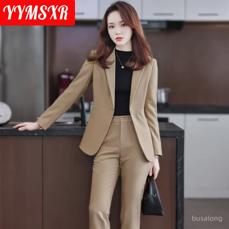 S-4XL Women's High-end Office Suit Pants Two Piece 2022 Spring and Autumn Slim Fit Ladies Jacket Casual High Waist Pants