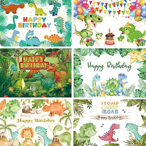 Фон Laeacco с изображением динозавра для фотосъемки в джунглях, тропических пальм, деревьев, листьев, Постер для детской фотостудии