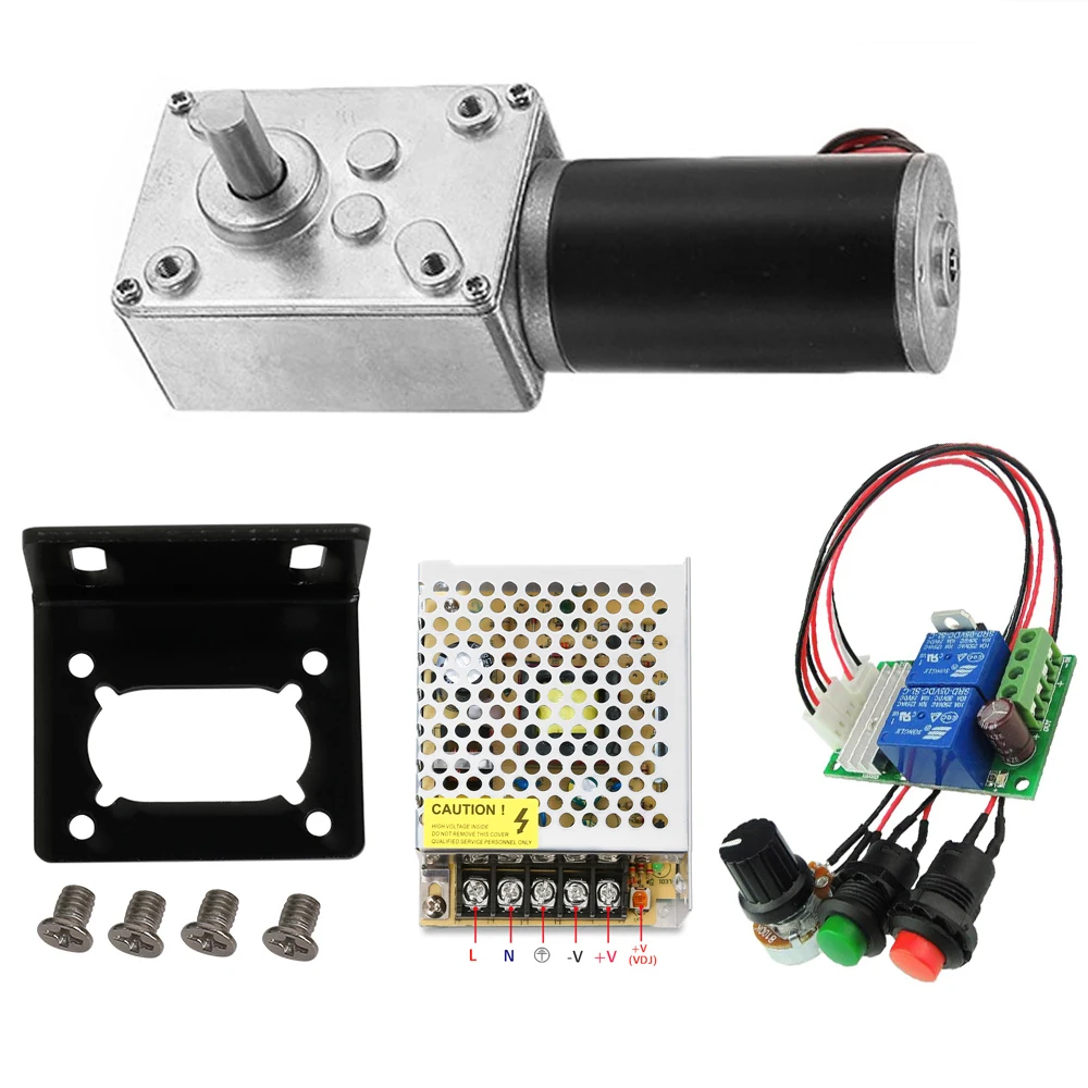 

31ZY DC 12V/24V Reduction Motor 70kg.cm Large Torque High Power Worm Gear Motor Motor Rotating Table Door Self-lock 7rpm-470rpm