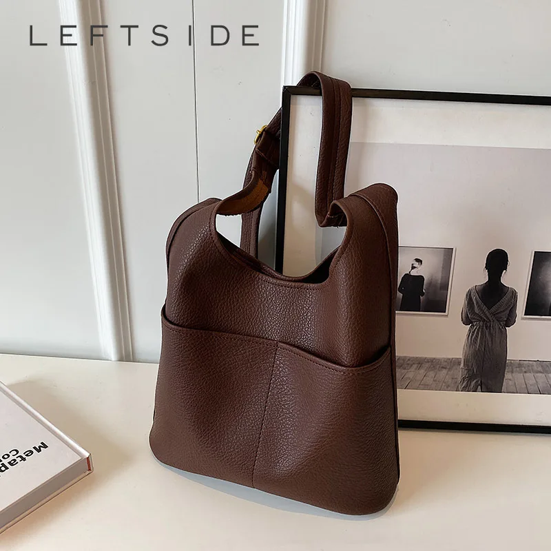 

LEFTSIDE 2 Pcs/set Small Armpit Shoulder Bags for Women 2023 Designer Trend Leather Underarm Bag Female Handbags and Purses