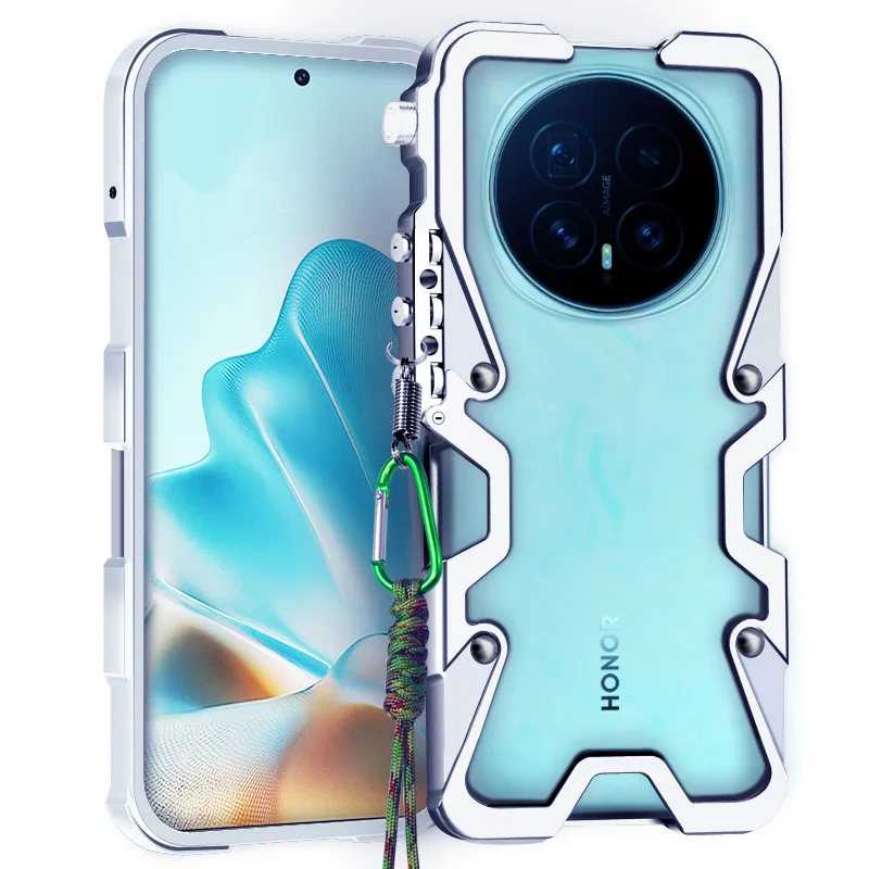 Фото Металлический алюминиевый бампер Zimon Luxury Armor для Honor Magic8 Magic7 Magic6 Magic 8 7 6 Pro RSR Lite, чехол с механическим дизайном, полностью ручная работа, с изображением черепа №5