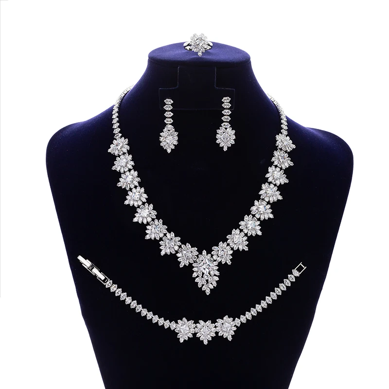 

Jewelry Set HADIYANA Fashion Women Bride Wedding Engagement Necklace Bracelet Ring Earrings Zircon Set BN7803 New Year Gift