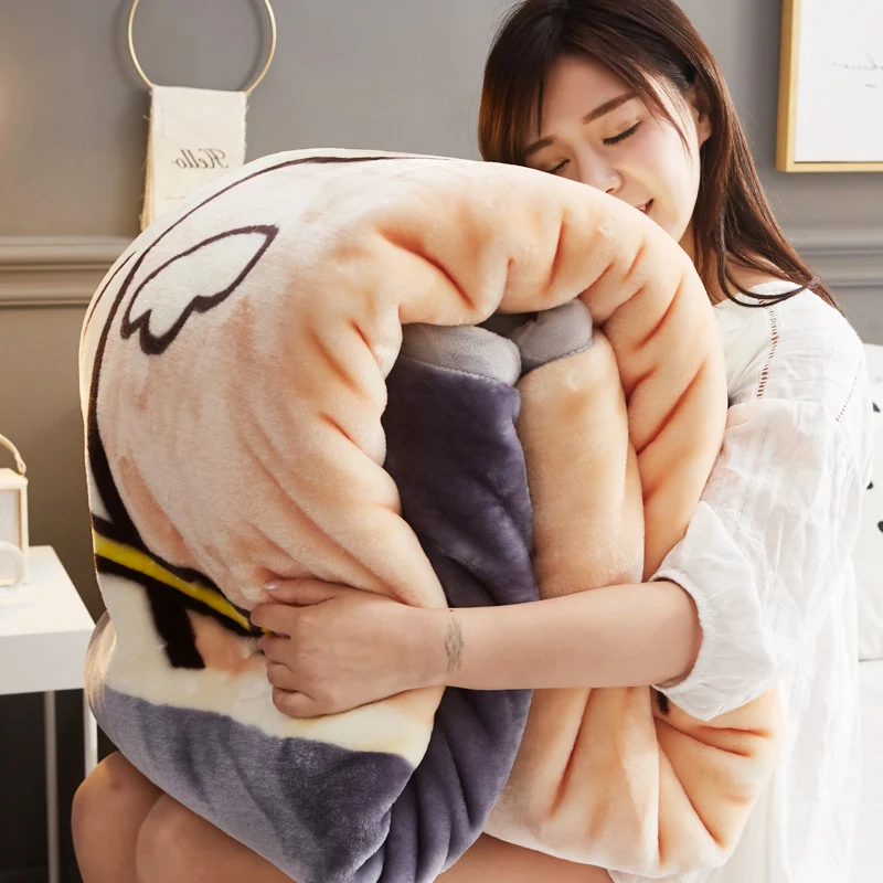 

Flange Double-Layer Coral Fleece Duvet Thick Warm Winter Blanket Bed Single Dormitory Students