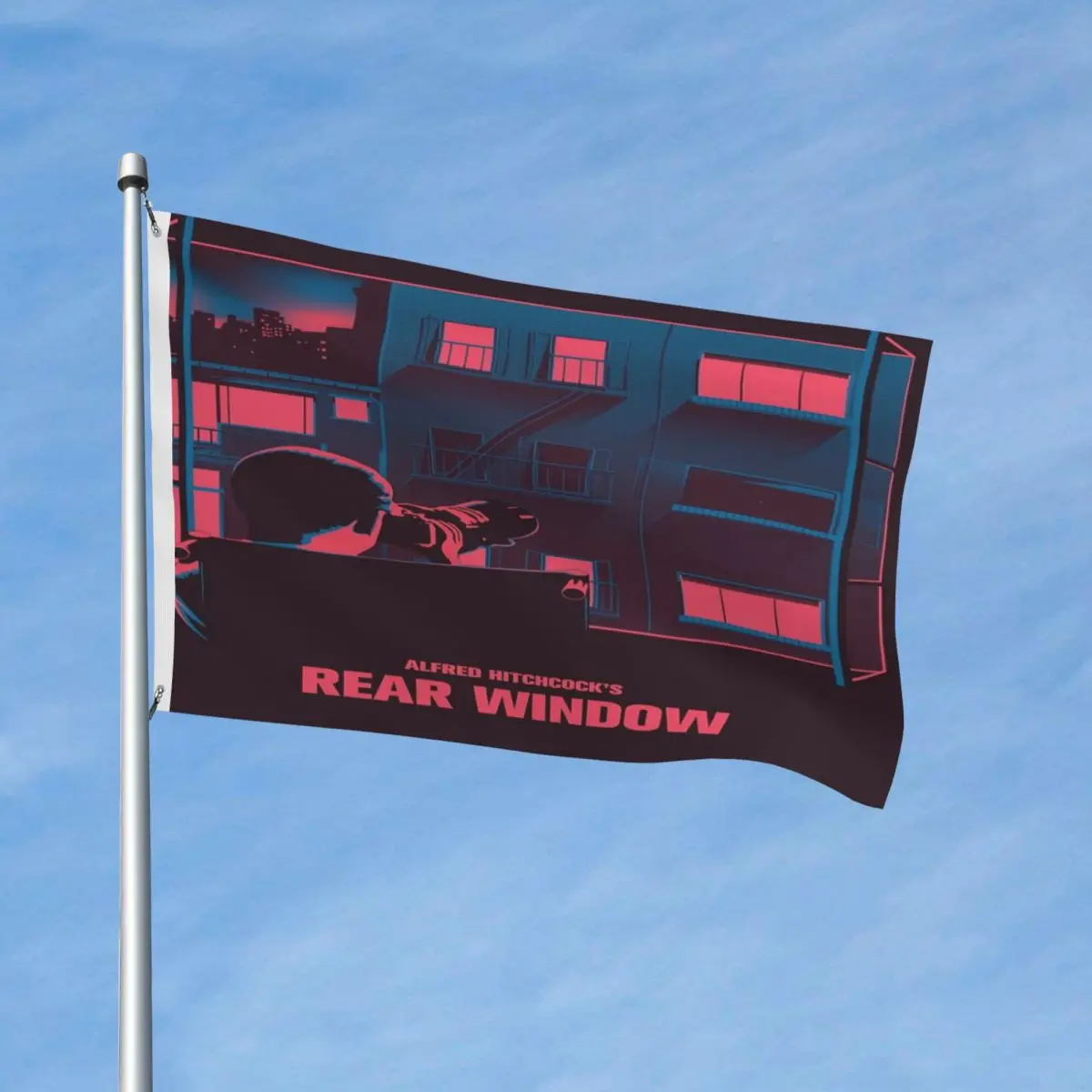 

Alfred Hitchcock - Rear Window Flag Decor Vintage With Metal Grommets Vibrant Colors Lightweight Bright