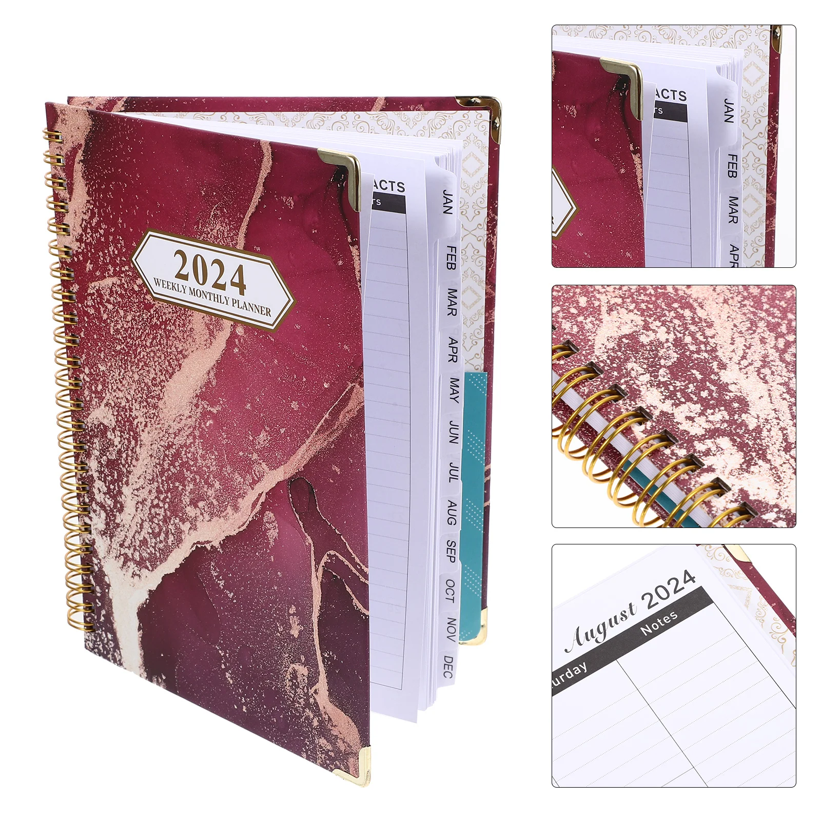 

Decor Monthly Notepad Agenda Book 2024 English Planner Planning Handbook Paper Students Meeting