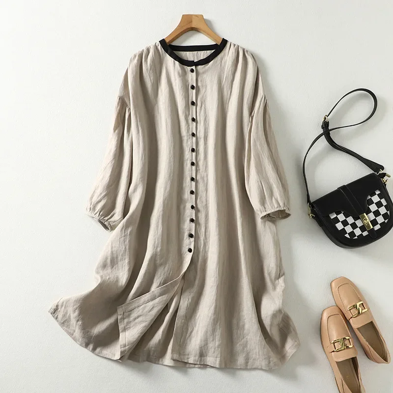 Осень 2023 модное художественное женское платье свободного кроя больших размеров