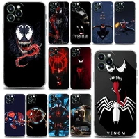 venom spiderman marvel clear phone case for iphone 11 12 13 pro max 7 8 se xr xs max 5 5s 6 6s plus soft silicone marvel