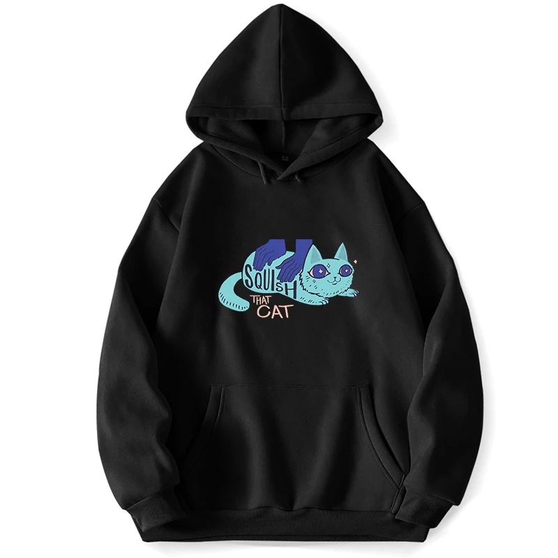 

Толстовка Squish That Cat, джемперы, толстовки для мужчин, одежда, свитшоты, трапециевидная Осенняя модель, Свитшот в Корейском стиле