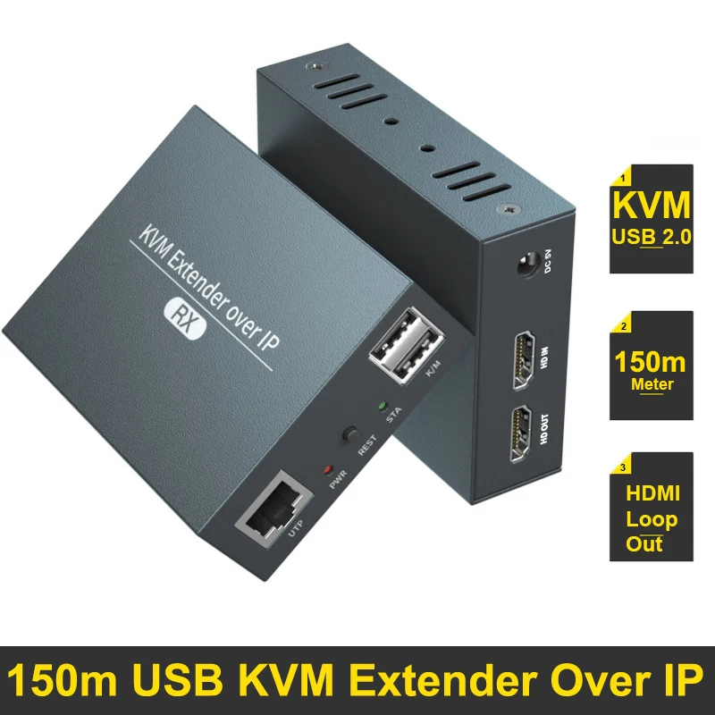 

Сетевой удлинитель KVM HDMI, 150 м, по IP-сети, UTP RJ45 CAT5e CAT6, Ethernet-кабель с поддержкой одного к нескольким/клавиатуры мыши/ПК к телевизору