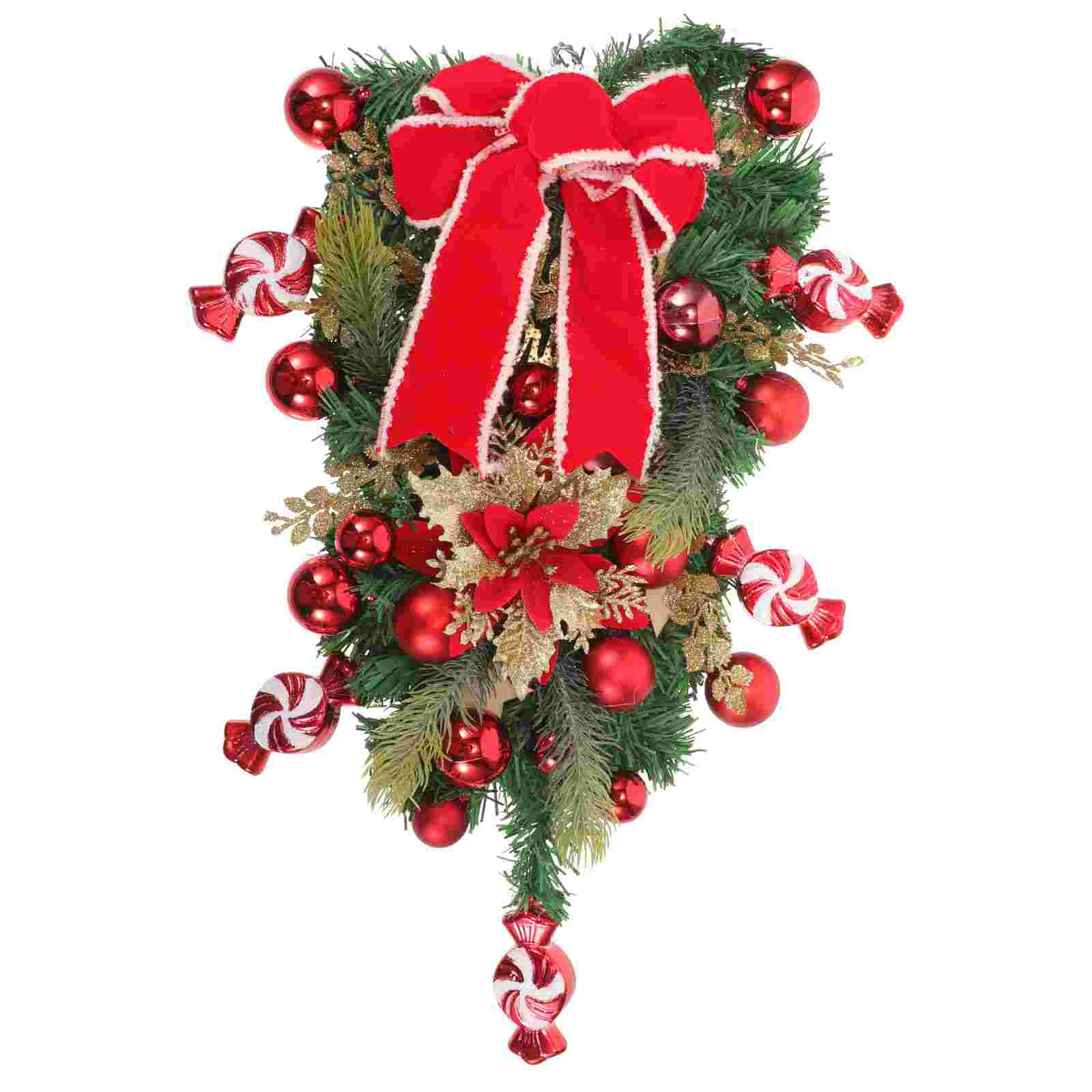 

Christmas Bowkont Wreath Pendant Railing Hanging Ornament Teardrop Stair Swag