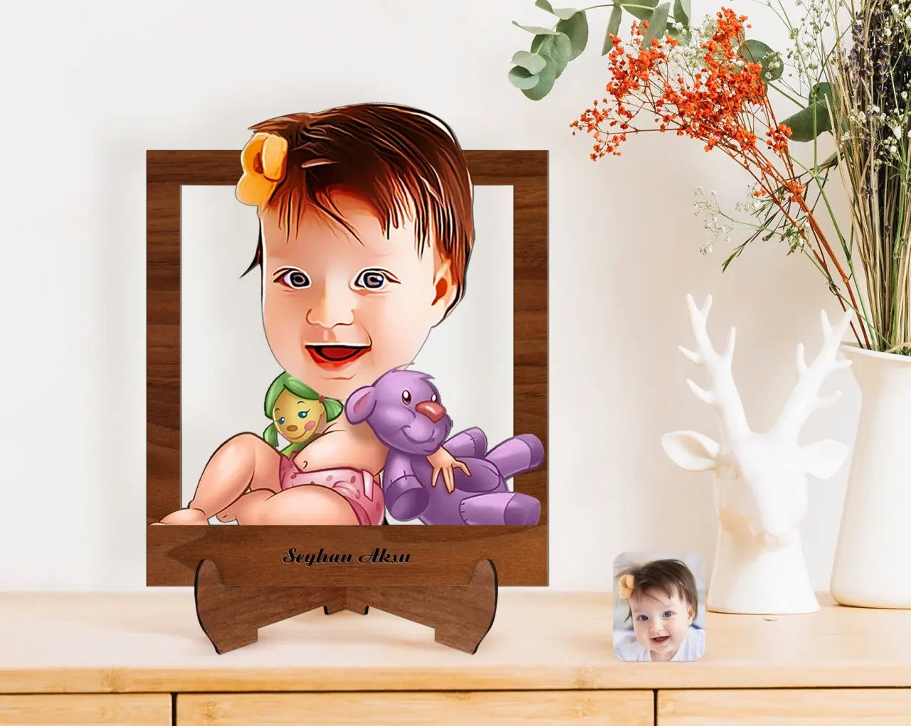 Personalized Baby Caricature Of Wooden STANDING 3D Biblo-2 | Дом и сад
