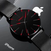 new mens ultra thinminimalist quartz casual leather watches men watch male simple stainless steel mesh band clock reloj hombre