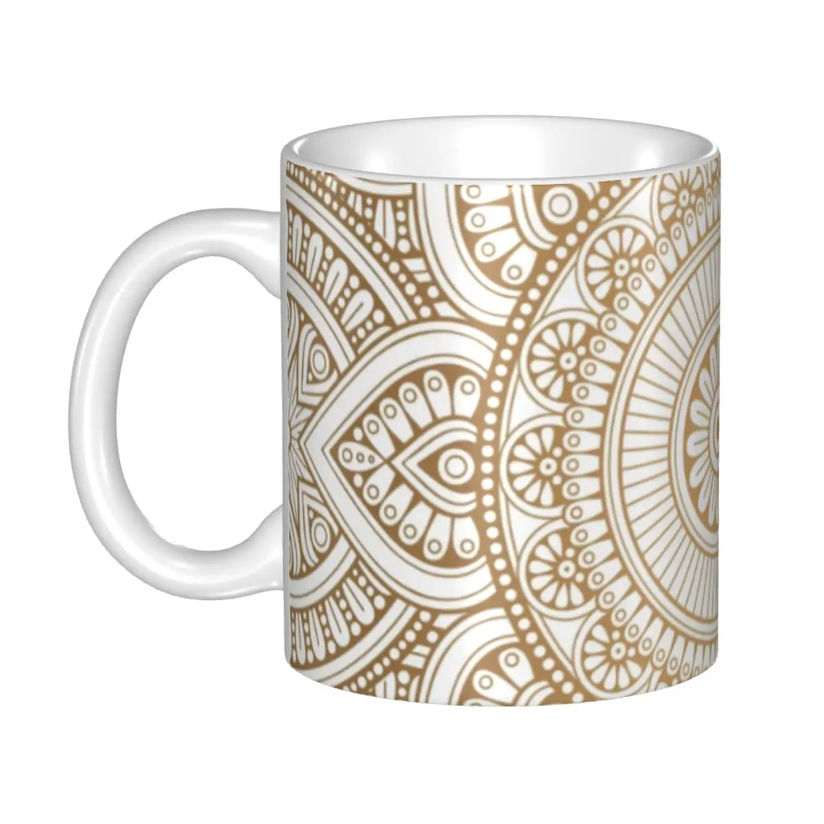 

Custom Mandala Gold Mug DIY Boho Floral Pattern Ceramic Milk Tea Coffee Cup Men Women Outdoor Work Camping Cups And Mugs