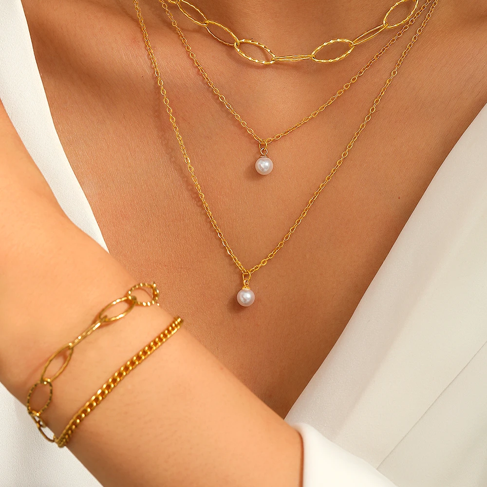 Ювелирный Комплект из колье и браслета нержавеющей стали