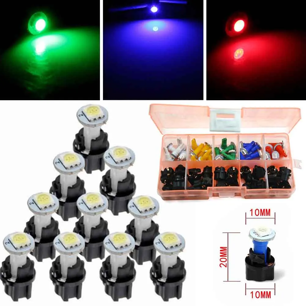 

30 Sets T5 Socket Car Instrument Panel Cluster Plug Dash LED Light Bulb 12V 5050SMD Light Emitting Diodes Instrument Panel Light
