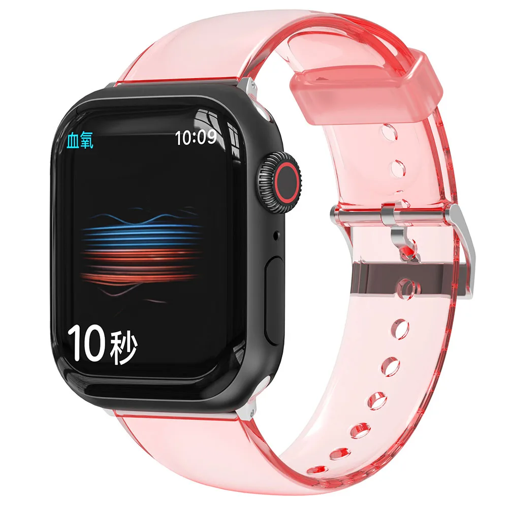 Фото Ремешок для Apple Watch Band 45 мм 44 мм 41 мм 42 мм 40 мм 38 мм, прозрачный спортивный браслет с защитой от пота для Iwatch Series 7 6 5 4 3 2 1 SE №4