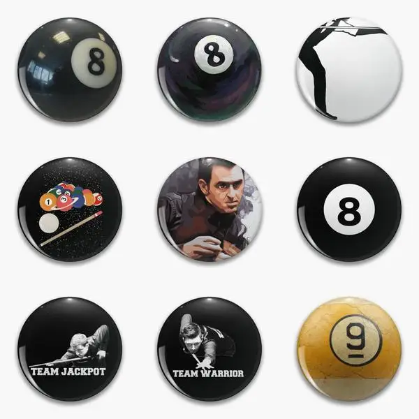 

Billiards 8Ball Ball World Snooker Games Sport The Soft Button Pin Customizable Funny Gift Jewelry Lover Fashion Decor Collar