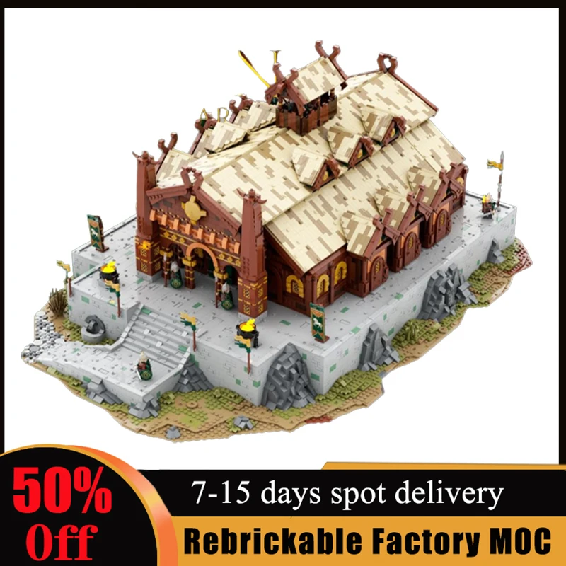 

MOC UCS Meduseld Golden Hall of Of Edoras Street View Building Block MOC-140878 Model DIY KidsToy Educational Toy Birthday Gifts