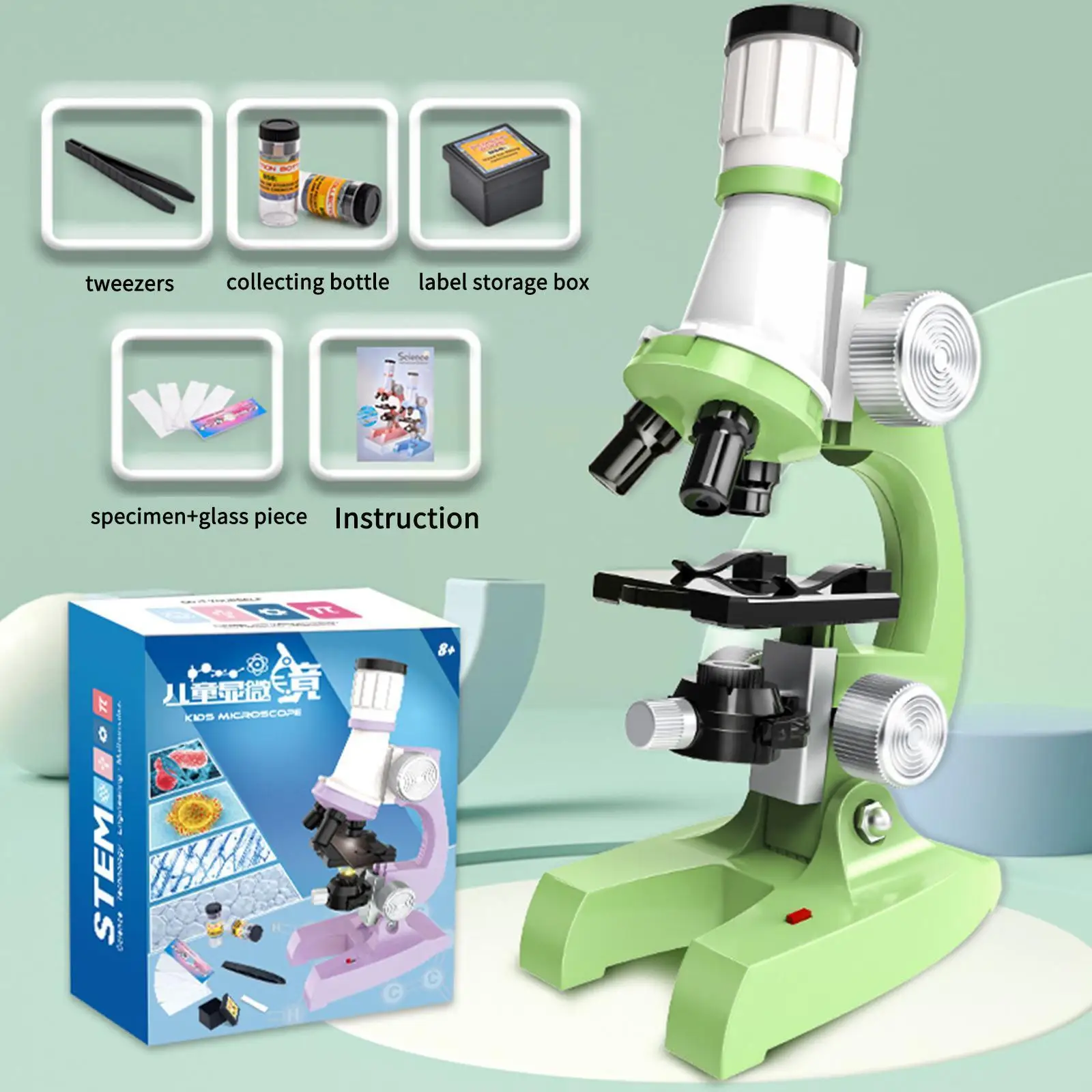 

Биологический микроскоп с зумом, 100x-1200x, Детский комплект микроскопа, научная оптика, лаборатория со светодиодной подсветкой, подарки для де...