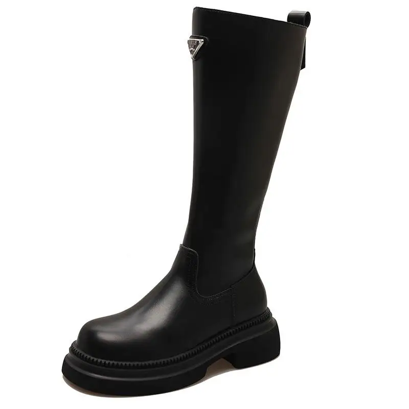 Рыцарские сапоги с толстой подошвой женские новые осенние и зимние британские