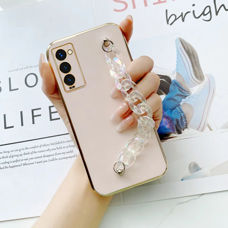 

Gradual Bracelet Electroplated Case for Tecno Camon 18 18P 18T 19 Neo Pro Tecno Pova 2 3 4 Neo2 Girls Wrist Chain Phone Case