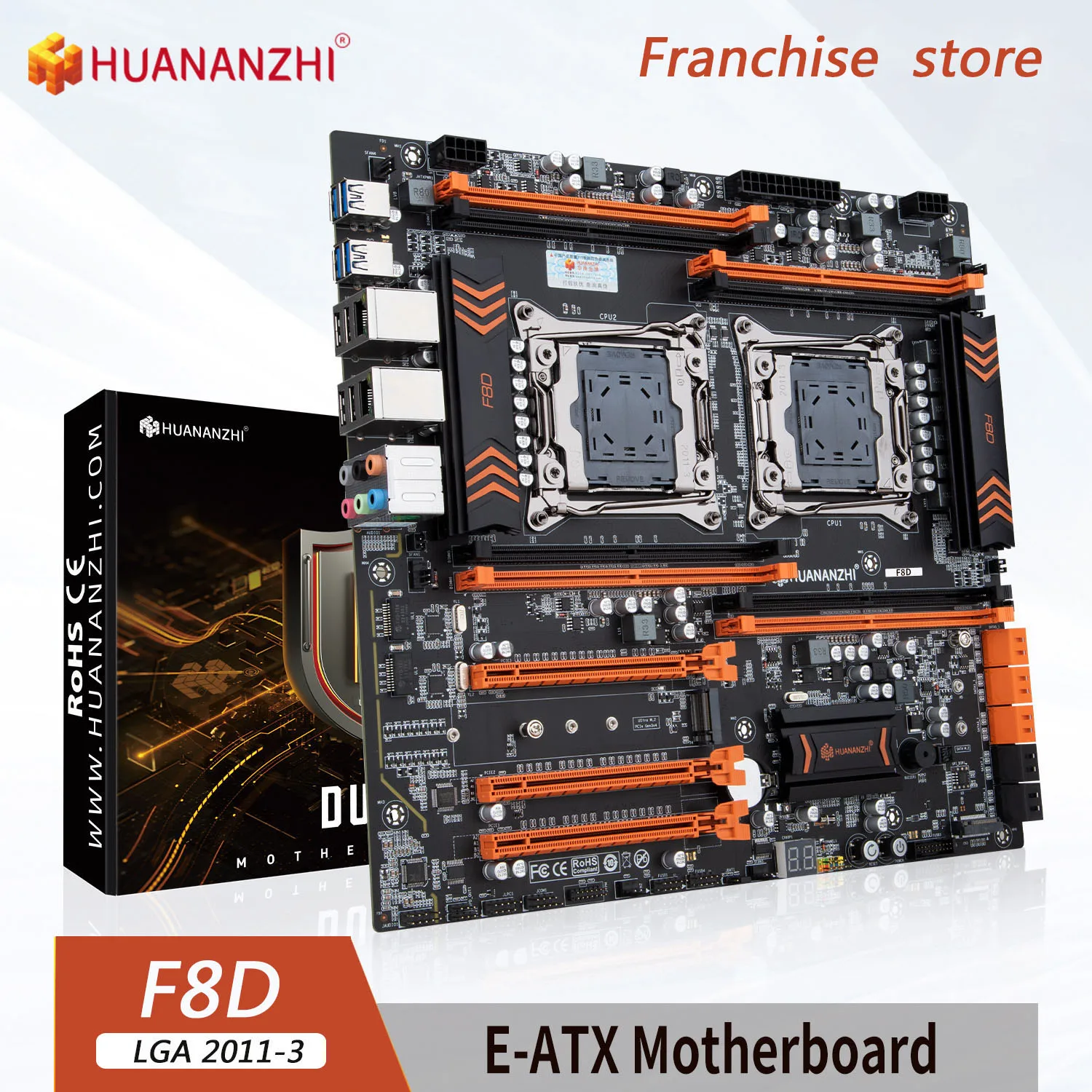 

HUANANZHI-placa base X99 F8D LGA 2011-3 XEON X99, CPU Dual, compatible con LGA 2011-3 E5 V3 V4 DDR4 RECC 256GB M.2 NVME NGFF