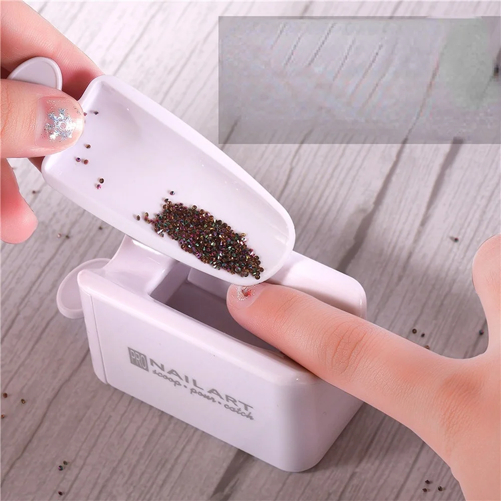 

Nails Art Glitter Powder Sequins Double Layer Manicure Tool Rhinestones Gems Decorations Recycling Box Storage Portable Containe