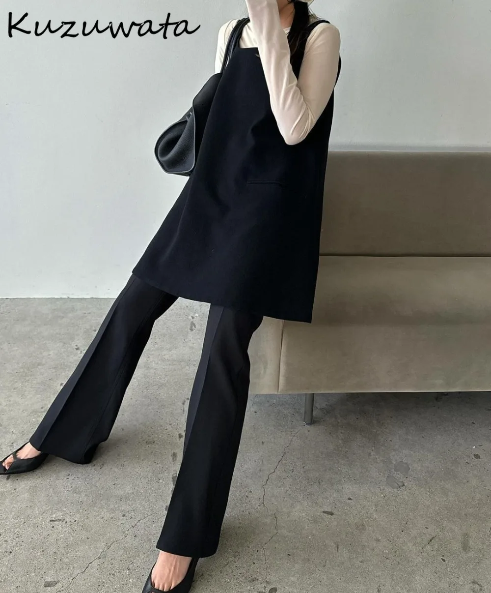 Kuzuwata Новое Элегантное платье без рукавов с квадратным вырезом облегающее