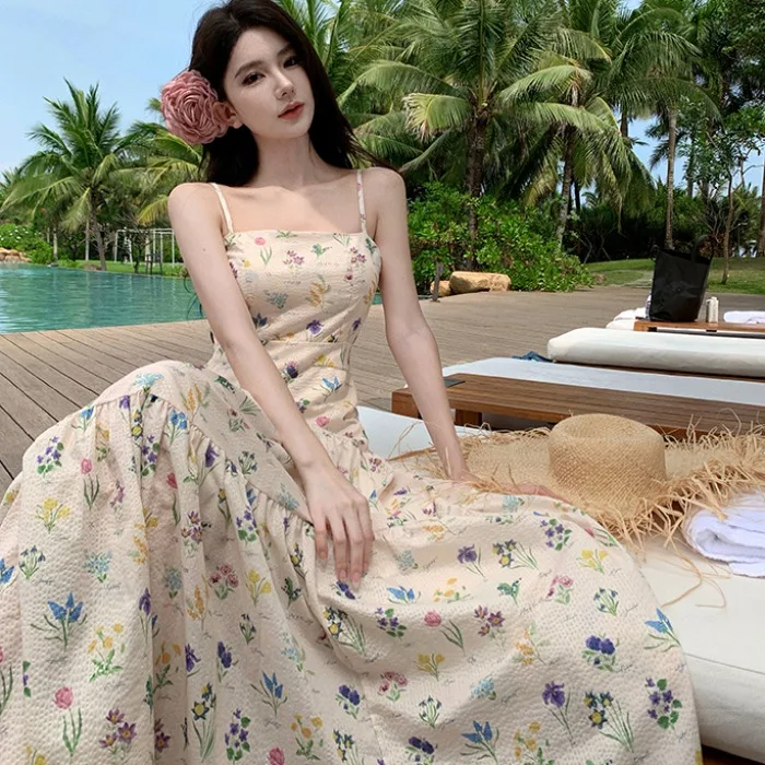 Платье женское приталенное во французском стиле милая кофта с принтом без