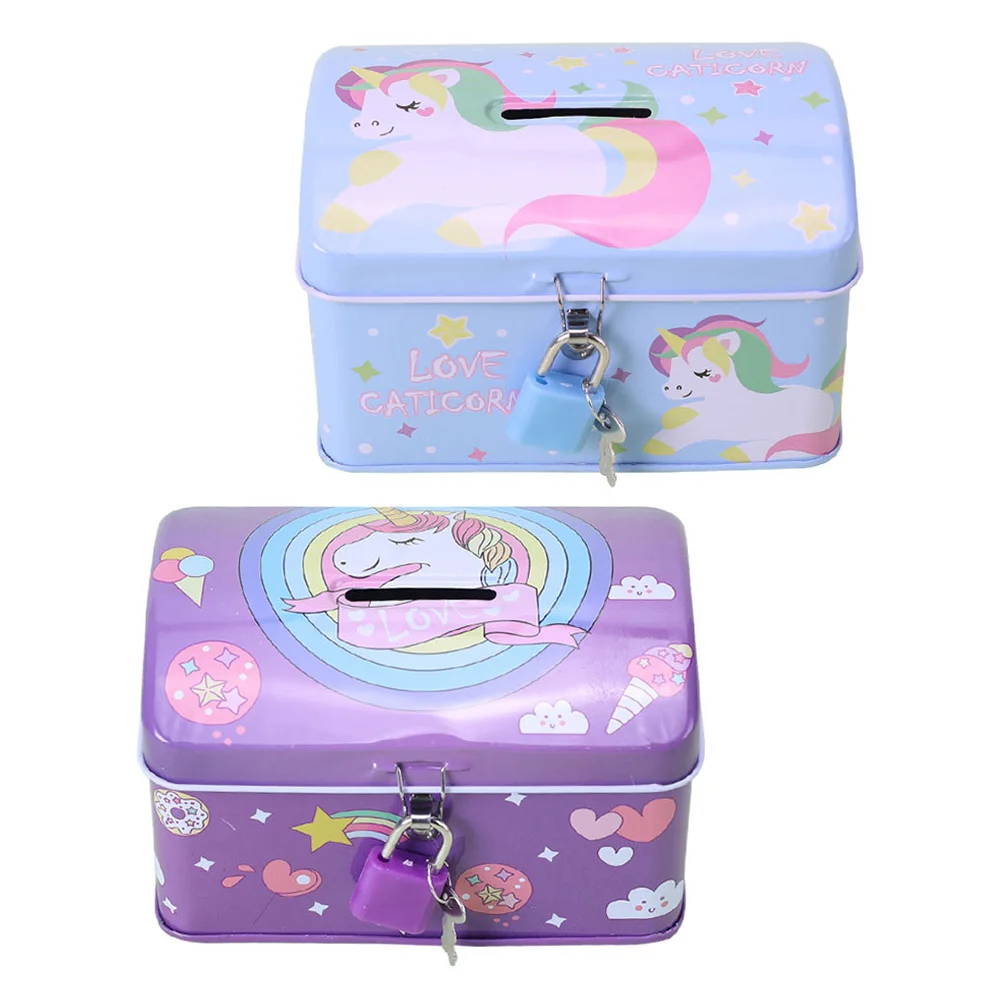 

Bank Piggy Money Box Coin Kids Saving Pot Lock Metal Banks Girls Cartoon Lockable Slot Savings Animal Iron Toys Jar Saver