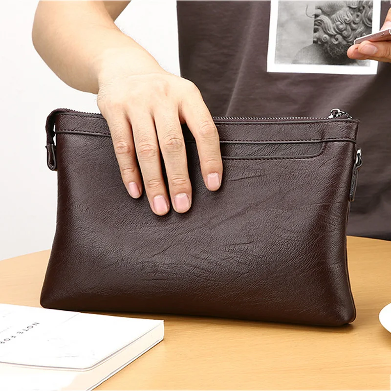 

Повседневная деловая сумка-конверт для мужчин, модный брендовый дизайнерский кошелек для сотового телефона, качественный кожаный клатч для путешествий