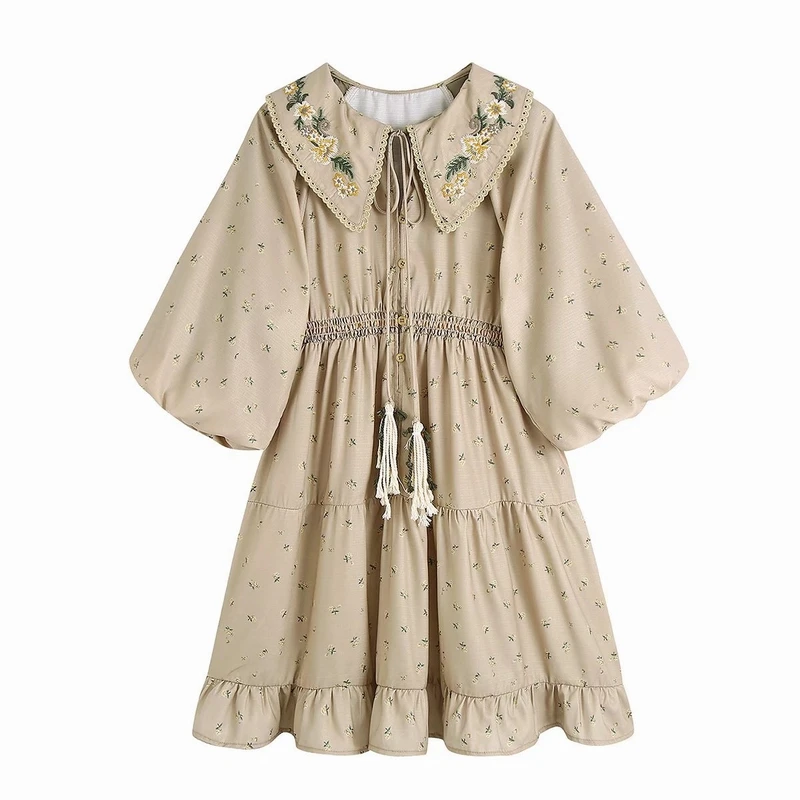 

Женское платье с вышивкой, платье выше колена с принтом, лето 2022