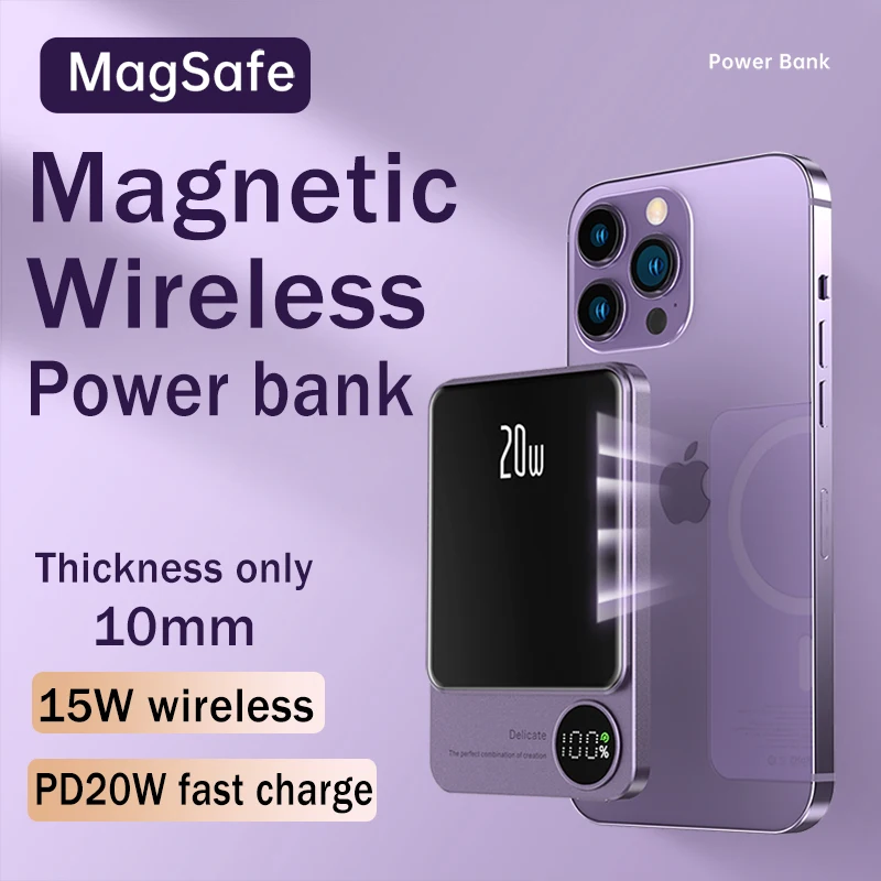Cena 10000mAh Magnetyczny Bank Mocy PD20W Magsaxing Szybkie ładowanie Zewnętrzna Bateria Dla Iphone 15W Bezprzewodowy ładowanie Powerbank Dla Huawei